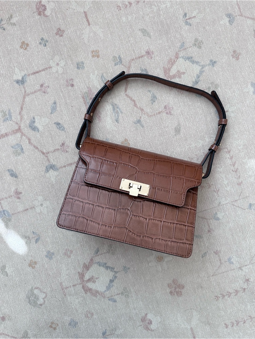 marge sherwood brown croc brick bag